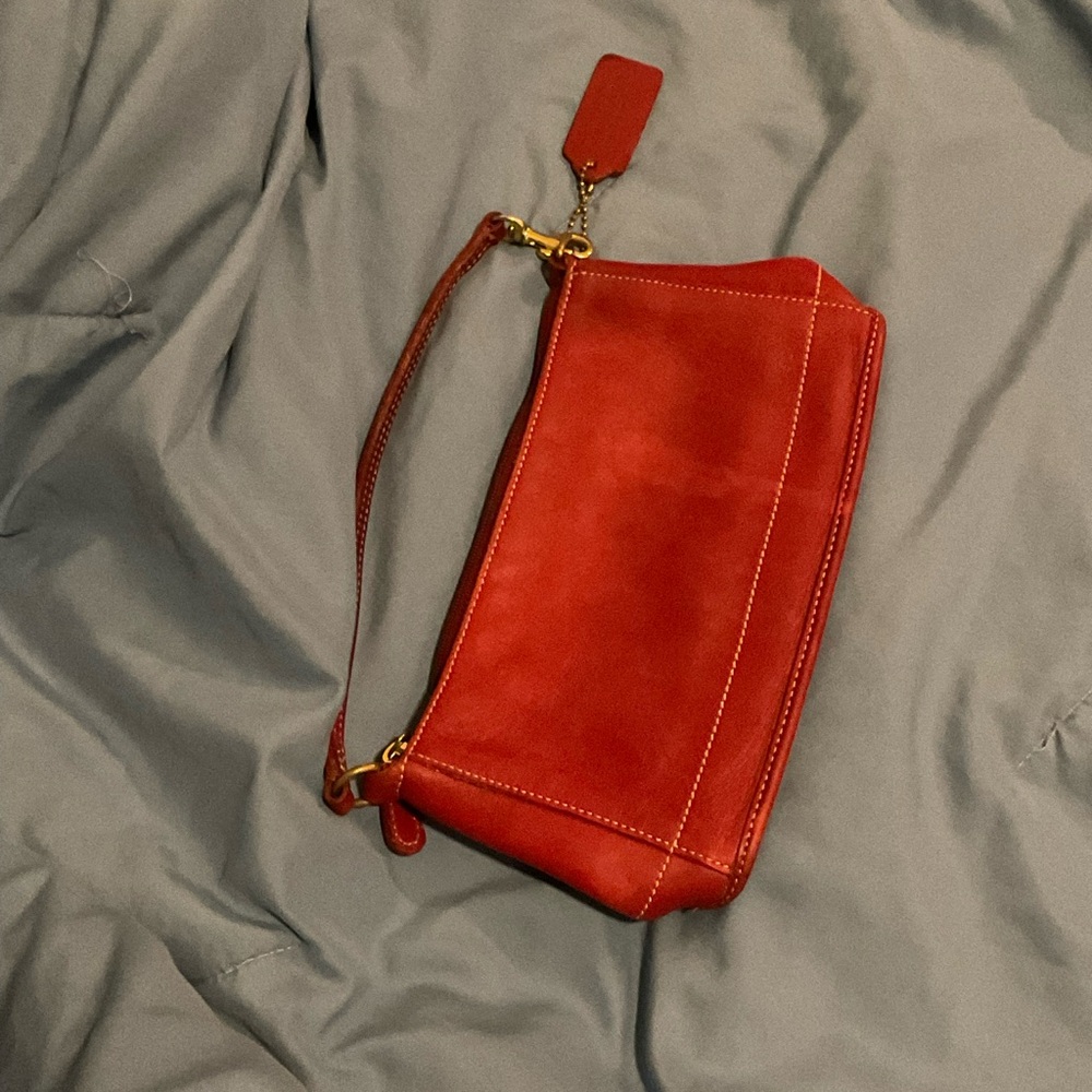 Coach red burgundy leather shoulder bag